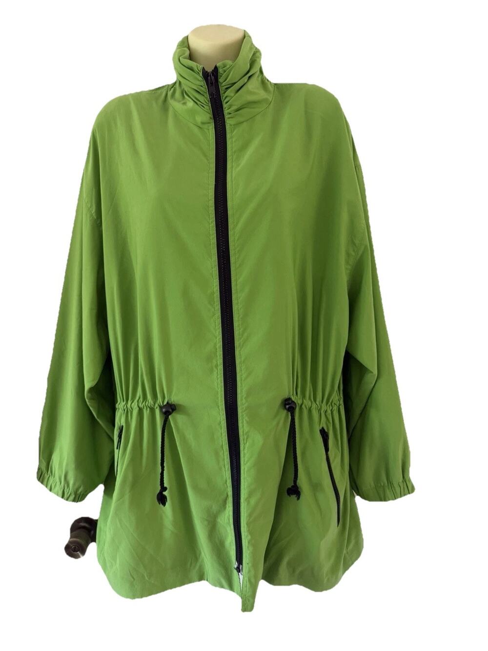 Vintage 80s Weathervane Jacket Green Lined Zipper Shoulder Pads Woman Size 12